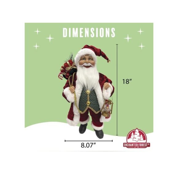 Classic Red Santa 18" Figurine w/ Lantern & Gift Sack Christmas Decor - Picture 11 of 11